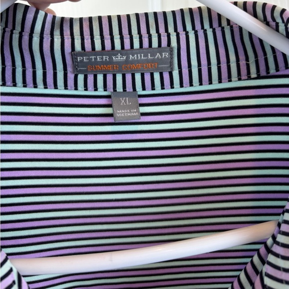 Peter Millar Polo Shirt Mens Large Navy Stripe Golf Active Stretch xl - Picture 3 of 6